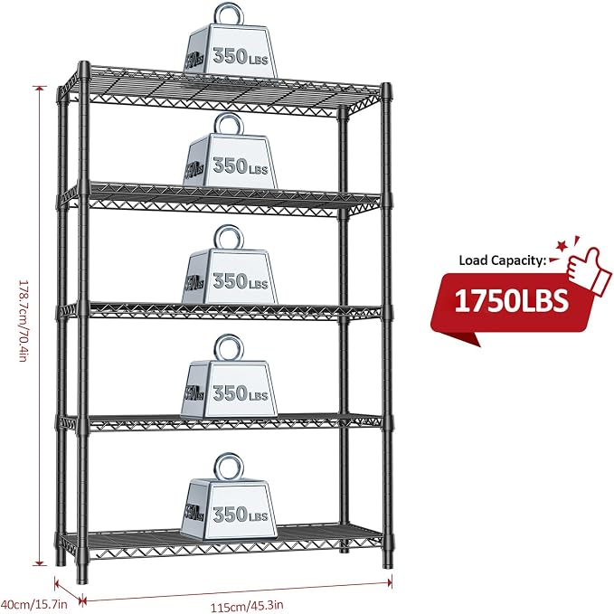 IZEUK 1750 LBS Garage Shelving Wide Storage Shelves Metal Shelves Heavy Duty