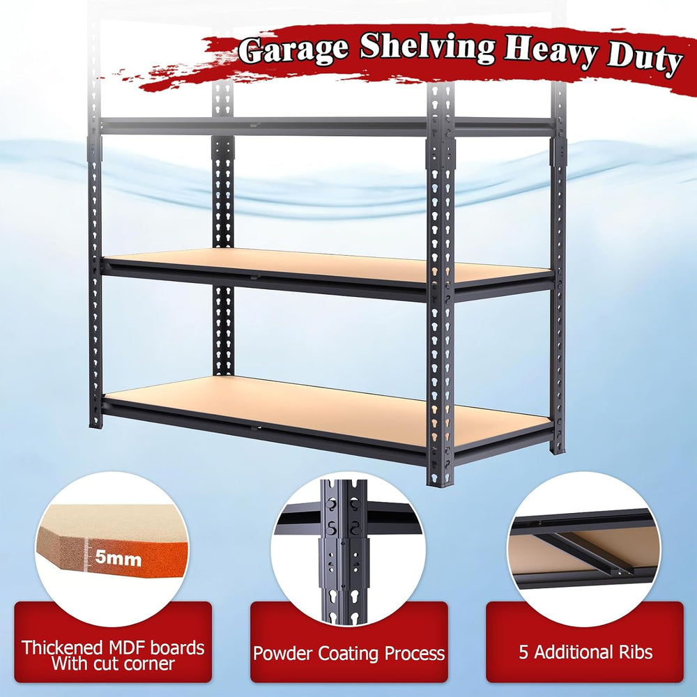 Heavy Duty Garage Shelving,5-Tier Metal Storage Shelves,2400LBS Shelving Unit...