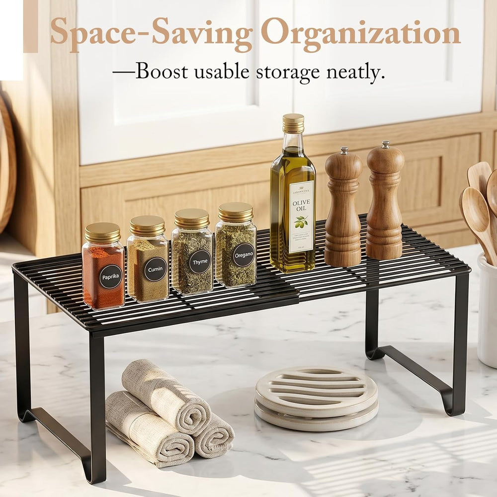 Extendable Metal Wire Shelf Organizer - Adjustable 15-24.4in Length, Stackabl...