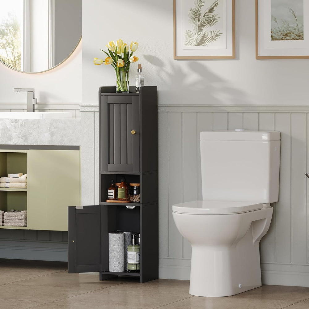 Bathroom Cabinet with 2 Doors, 7.3 x 9.8 x 40.4 Inches, Small Freestanding St...