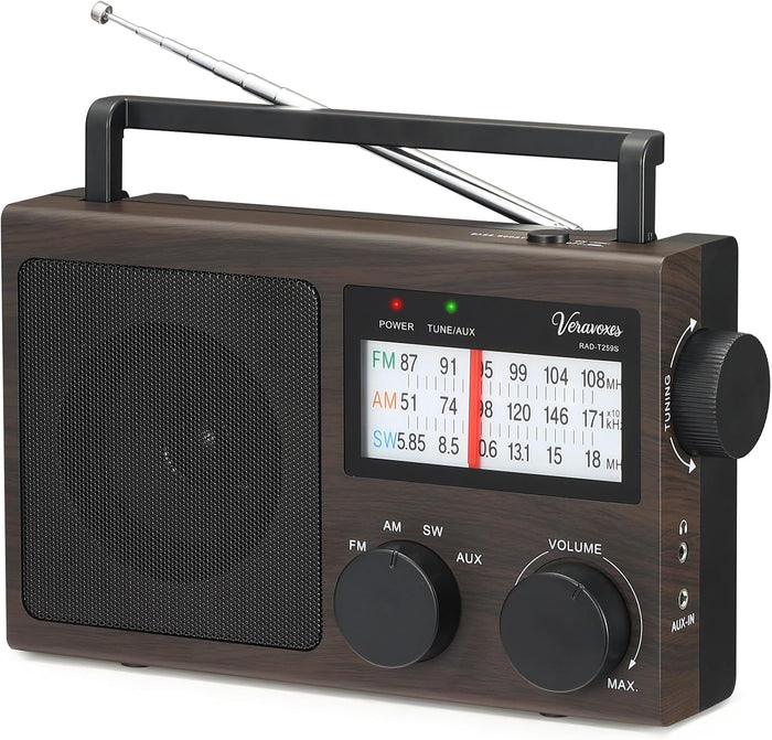 Portable AM FM Shortwave Radio AC & Battery Powered