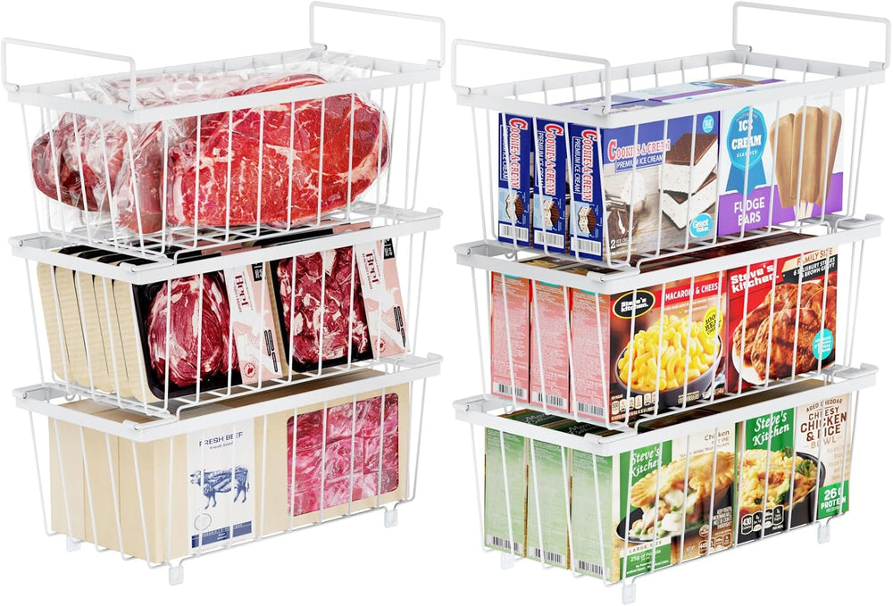 iSPECLE Chest Freezer Organizer Bins - Small Baskets for 7 Cu.Ft, 6 Pack