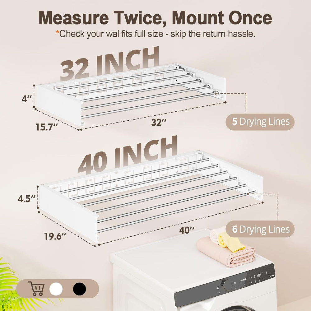 Wall Mounted Clothes Drying Rack Folding Indoor, Foldable Laundry Drying Rack...
