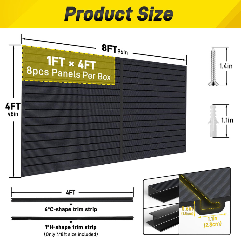 Avalution Slat Wall Paneling, PVC Slatwall 4 x 8 ft for Garage Storage
