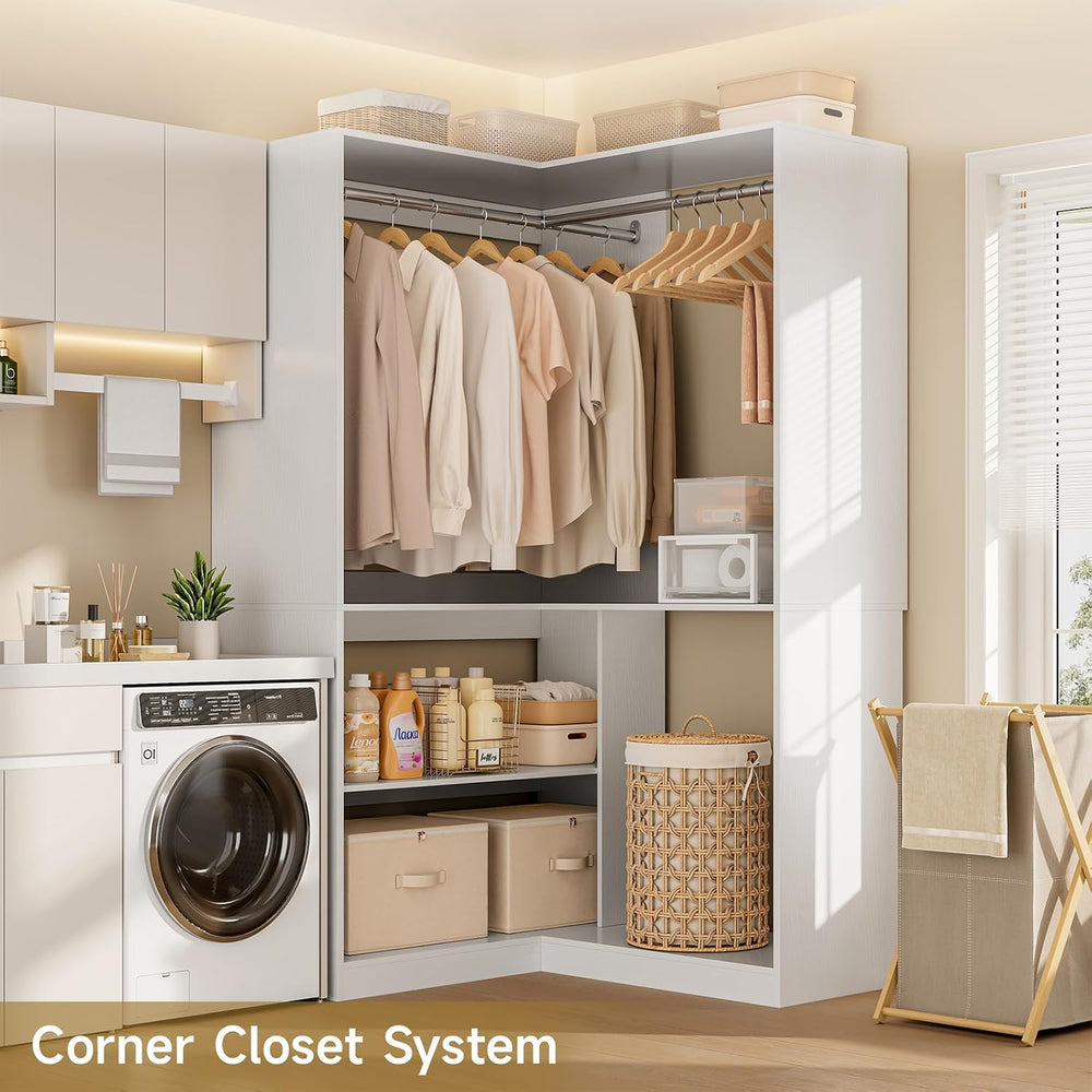 ONBRILL W5 Corner Closet System with Chrome-Plated Hanging Rods & Shelves