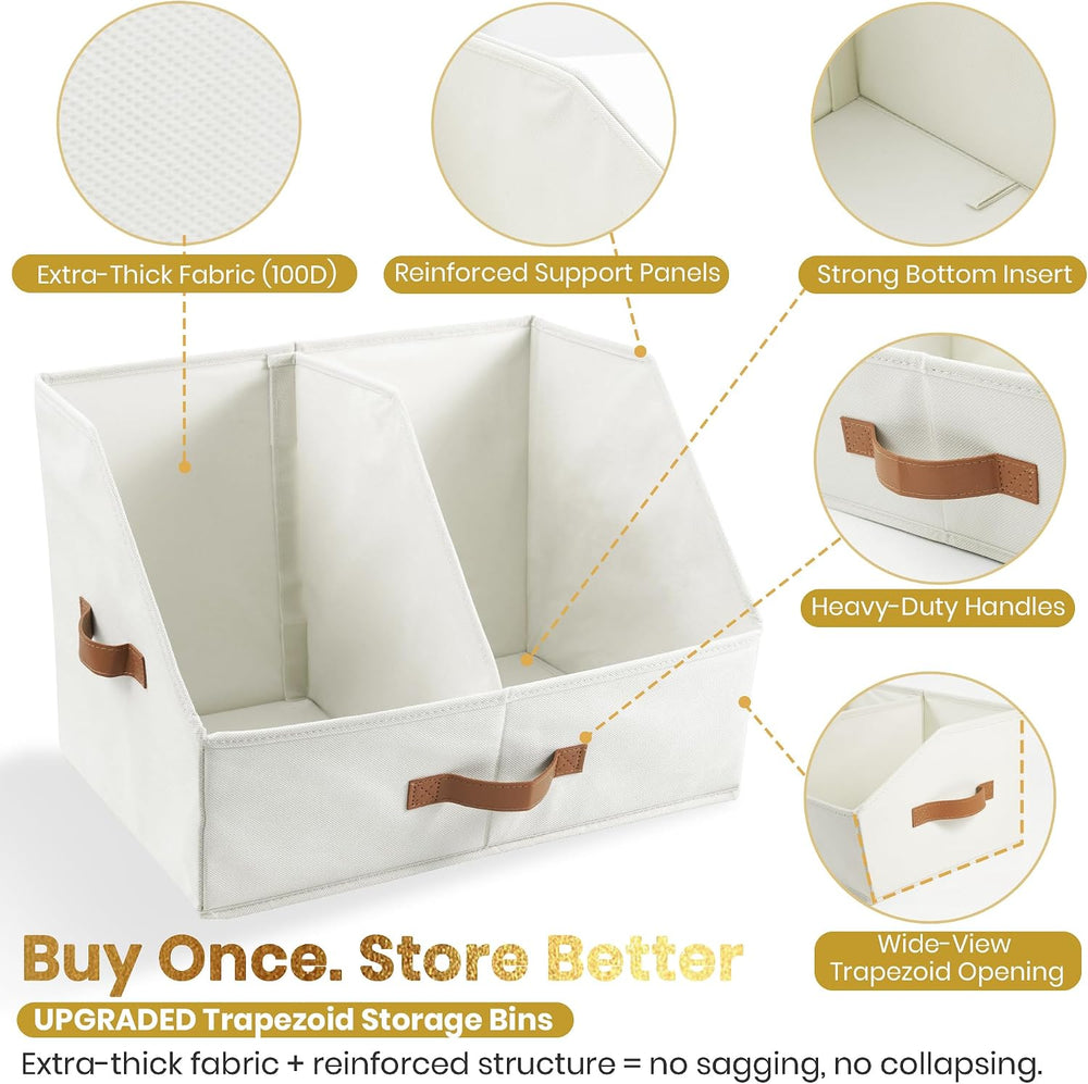 HOMELUX THEORY Closet Organizers Storage, Medium Collapsible Bin 6pc, Ivory