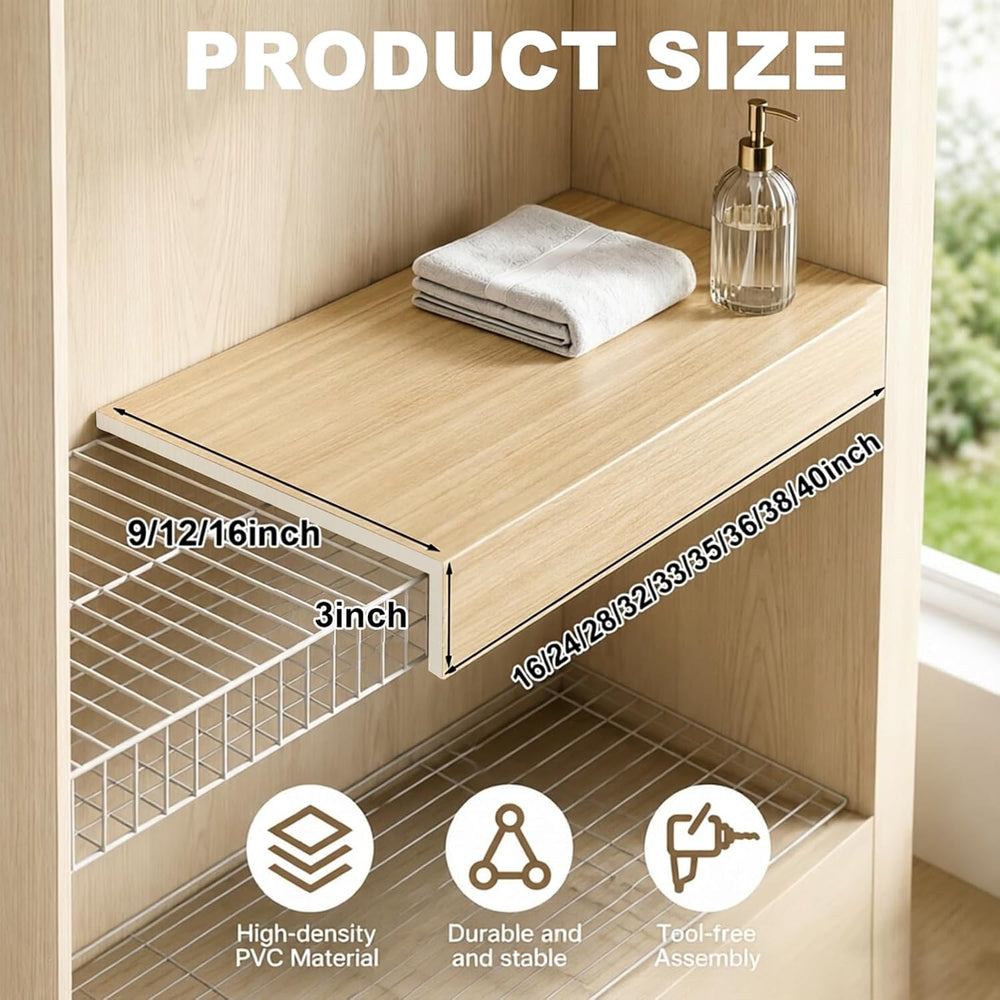 5 PCS Wire Shelf Covers PVC 16x9x3 inch for Pantry (Wood Color)