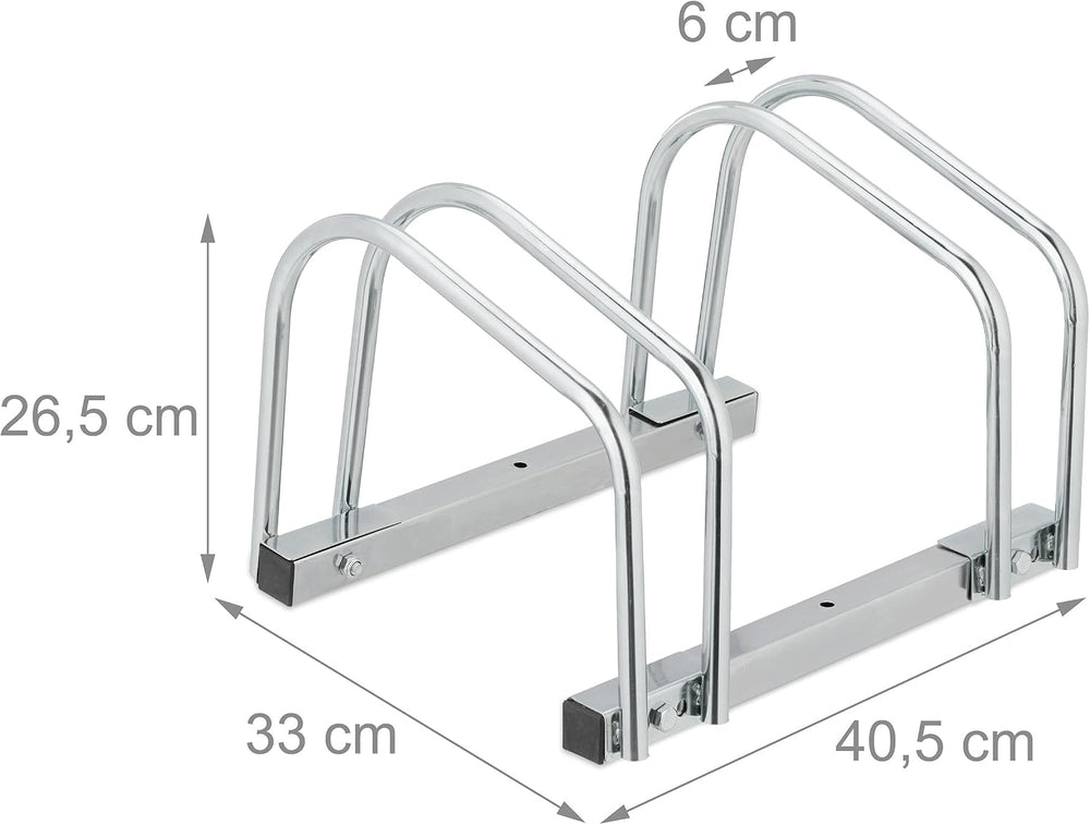 Relaxdays Floor Bike Rack, Silver, 26.5 x 40.5 x 33 cm