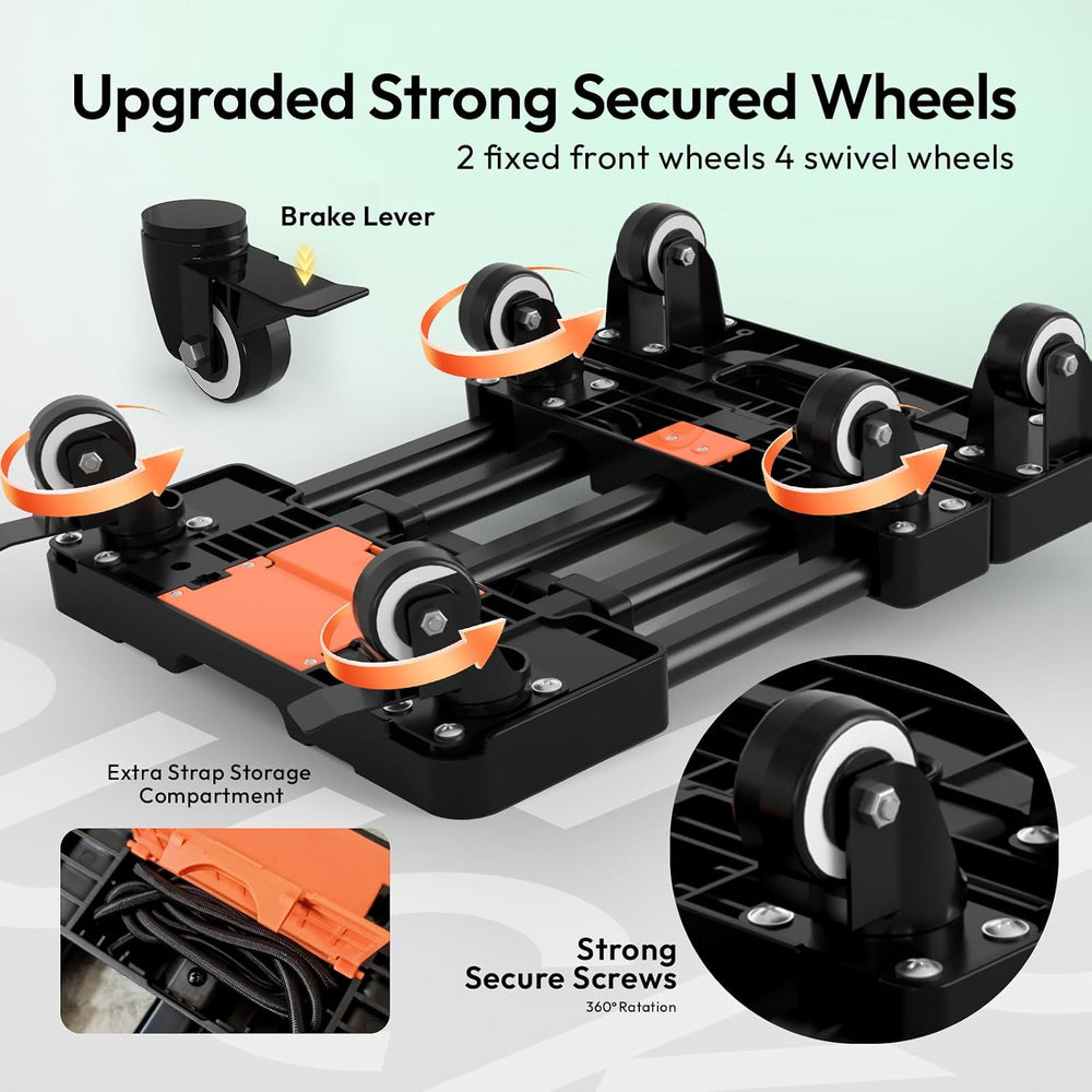 Voipvvii Folding Hand Truck 500lbs, Portable Heavy Duty Dolly Cart, 6 Wheels ...