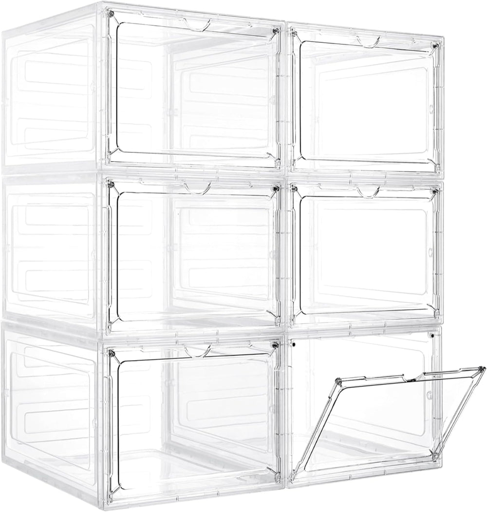 LXLXXL 6 Pack Storage Bins with Lids, 19 Qt Stackable Clear Storage Box