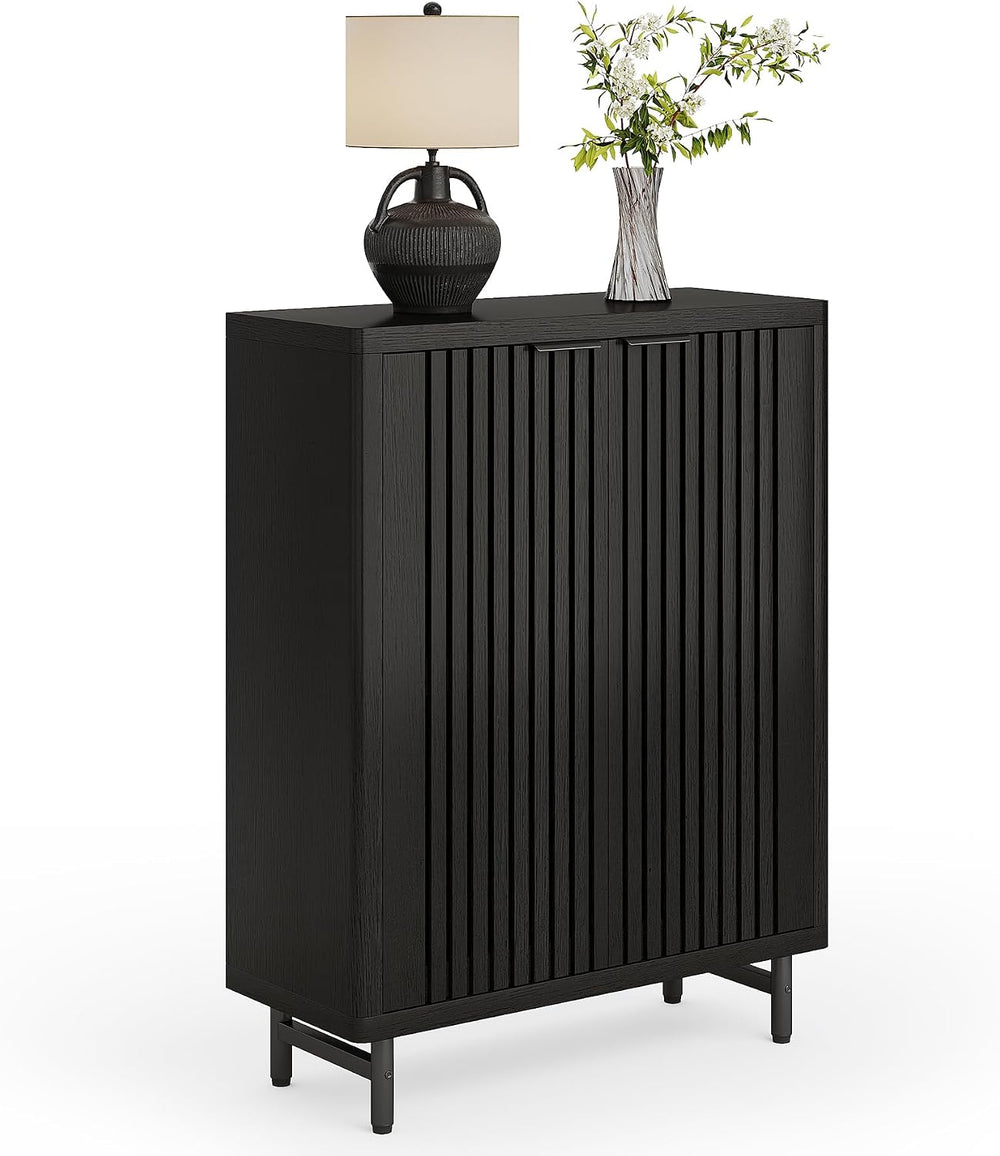 LITTLE TREE 6-Tier Shoe Cabinet with Doors for Up to 24 Pairs, Large Wooden S...