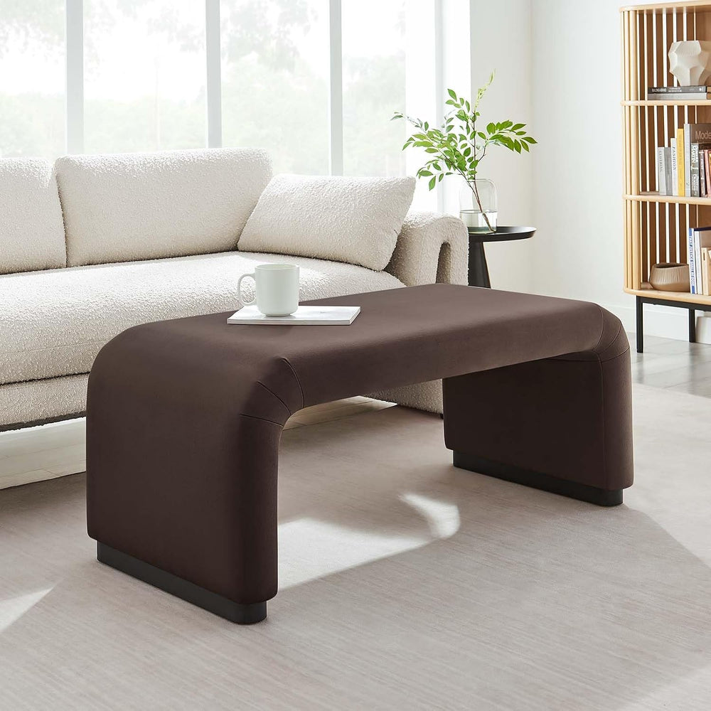 Modway EEI-6735-BLK-CHB Koda Performance Velvet Waterfall Ottoman, Black Choc...