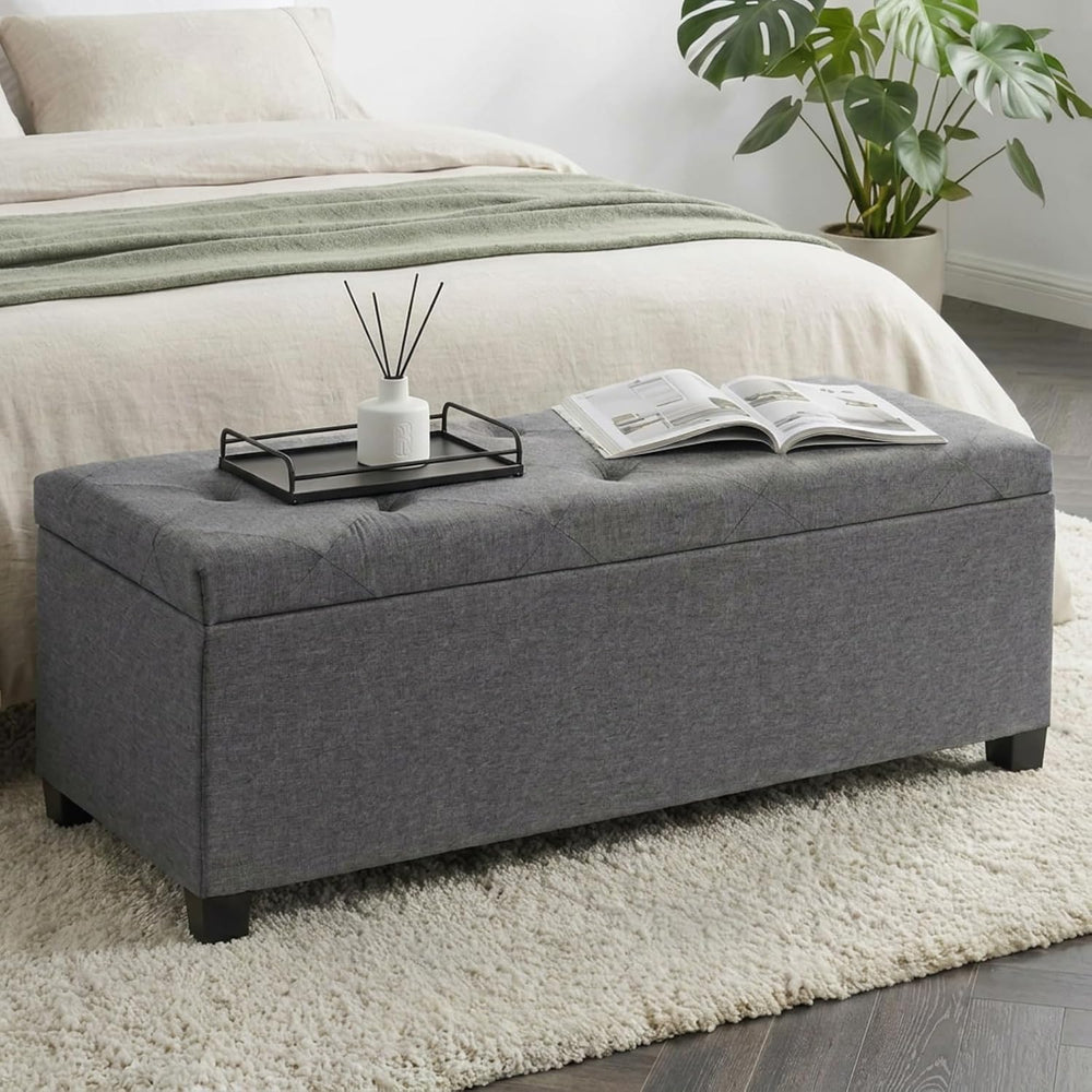 DUMOS Storage Ottoman Bench, 43.3 Inch End of Bed Bench for Living Room