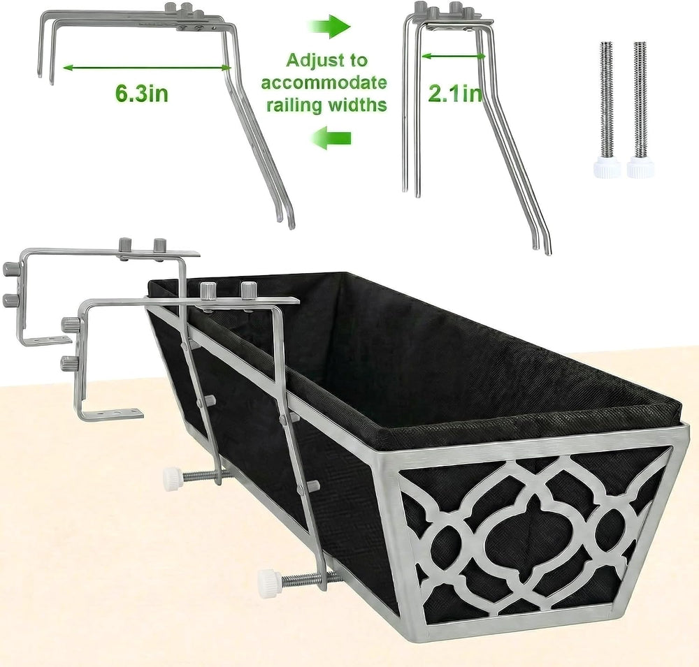 Y&M 4Pack 30'' Metal Railing Planter Box Set with Black Non-Woven...