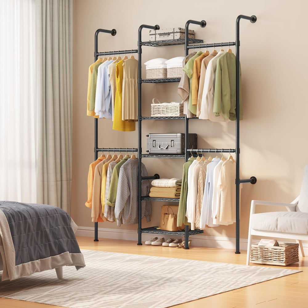 L3 Wall Mounted Pipe Closet System, Matte Black