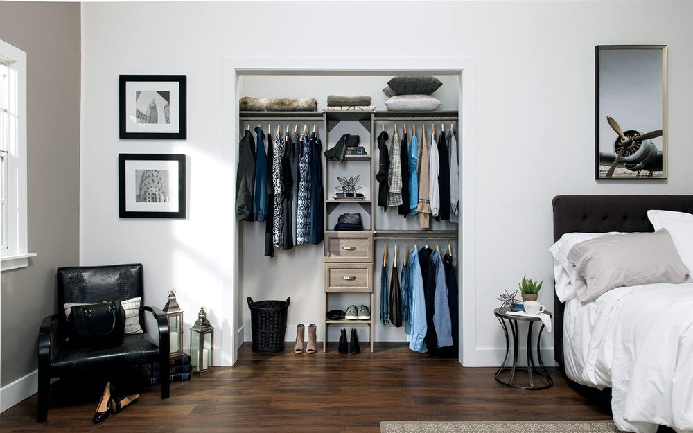 ClosetMaid SuiteSymphony Wood Closet Organizer Kit with Tower, 3 Hang Rods, T...