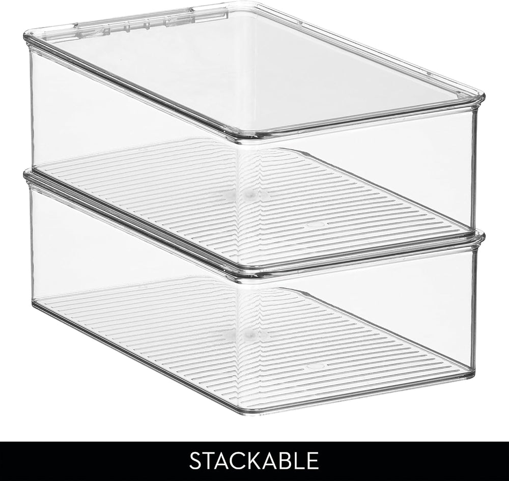 iDesign Stackable Plastic Shoe Box with Hinged-Lid, Set of 4, Clear
