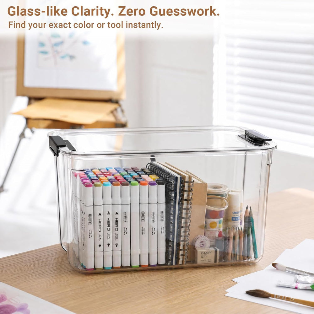 108Qt Stackable Storage Bins with Lids,Clear Latching Organizer Boxes,4Pack
