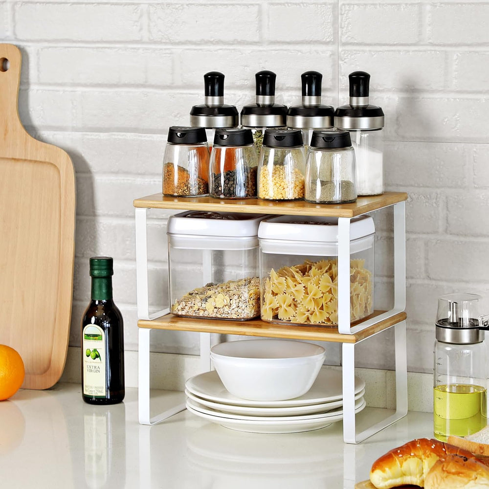 SONGMICS Cabinet Organizer Shelf, Set of 4 Spice Rack, Kitchen Storage