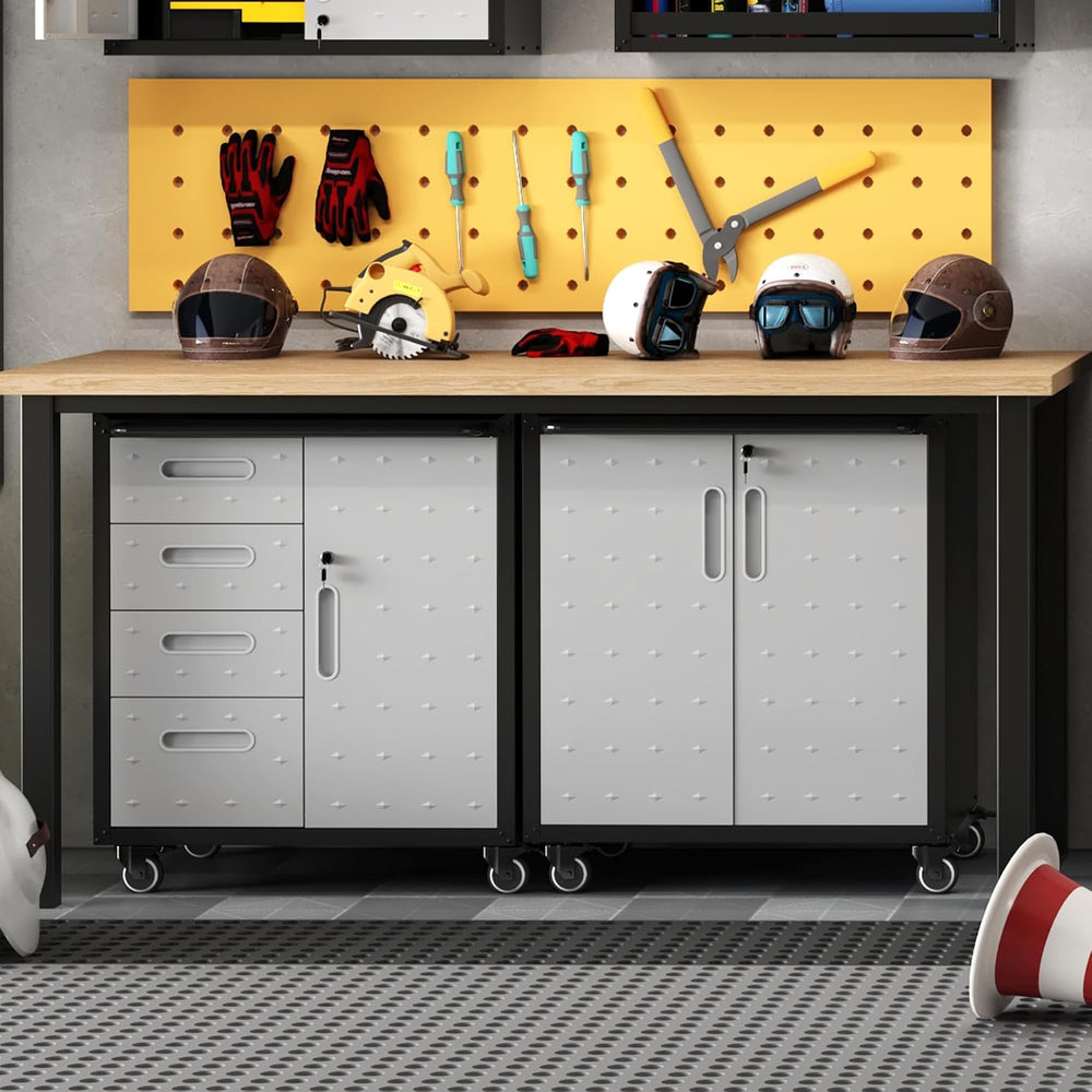 Metal Mobile Tool Storage Cabinet with 4 Drawer and 1 Locking Door