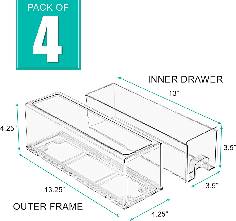 Sorbus Clear Stackable Storage Drawers with Pull-Out Bins (Small, 4 Pack)