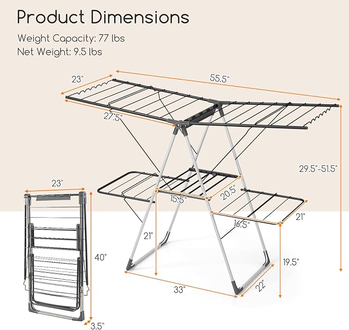 Giantex Clothes Drying Rack, Foldable Laundry Drying Rack