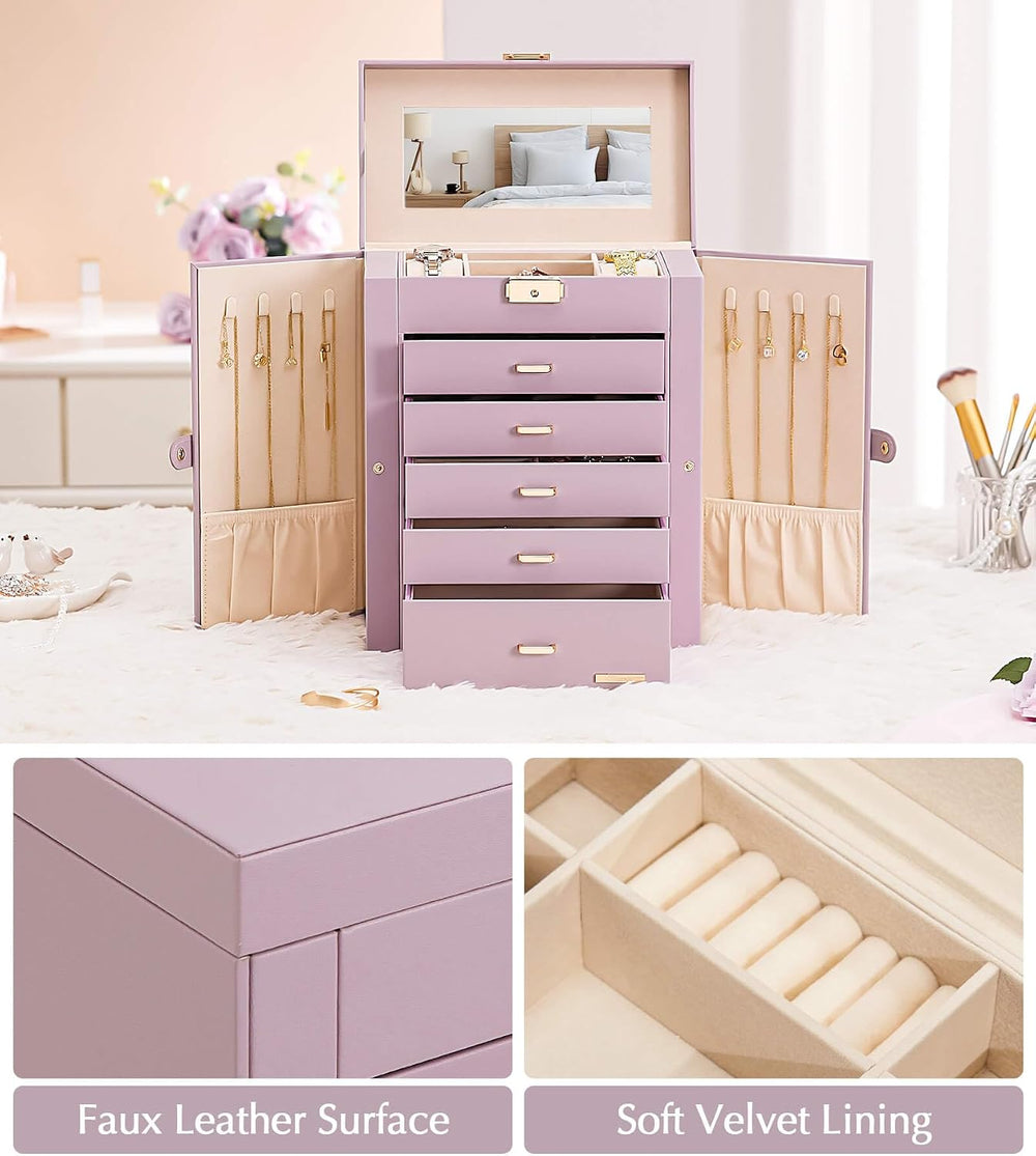 Homde Jewelry Box Large for Women: 6 Layers Organizer with 5 Drawers