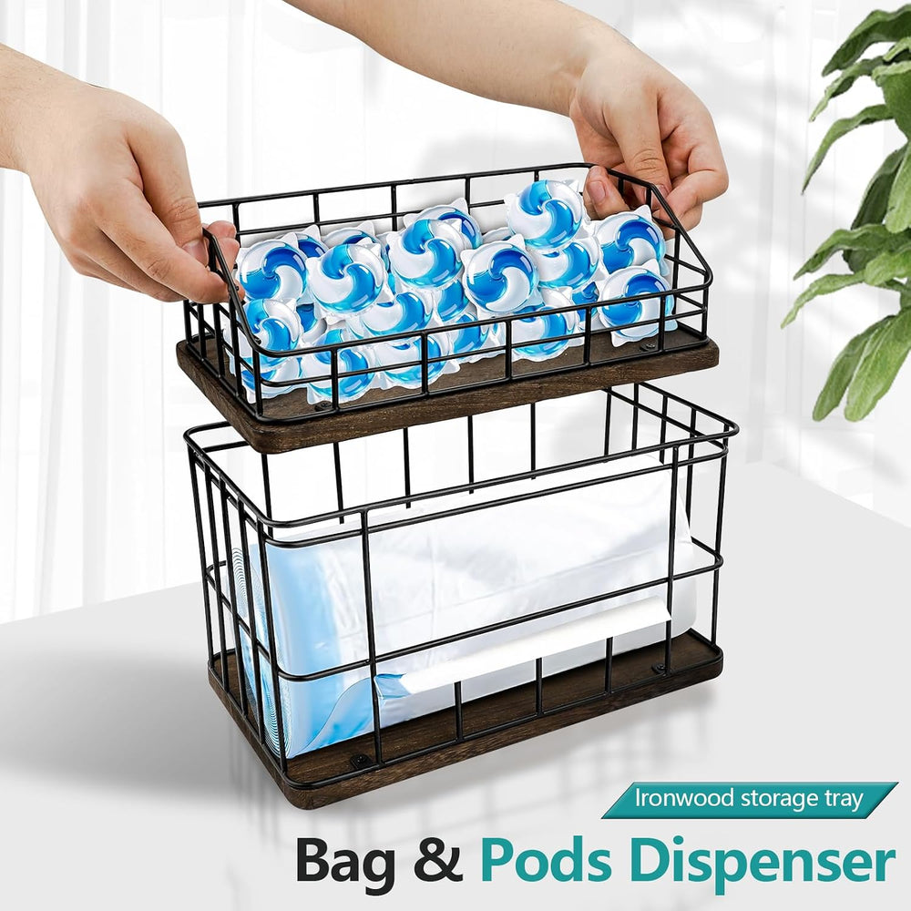 2-in-1 Trash Bag Holder & Dishwasher Pods Organizer, Extra Large Trash Ba...