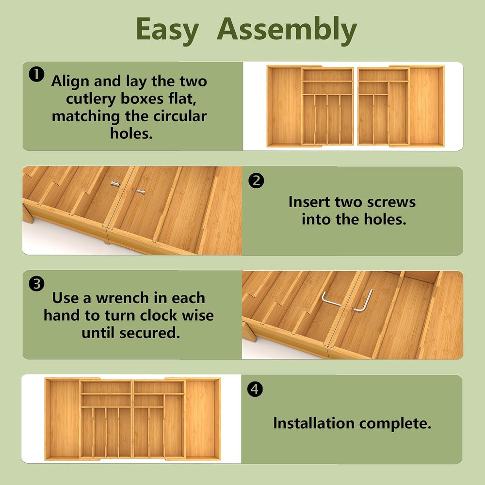 Suli Extra Large Silverware Drawer Organizer,Expandable 22in to 37in,Bamboo