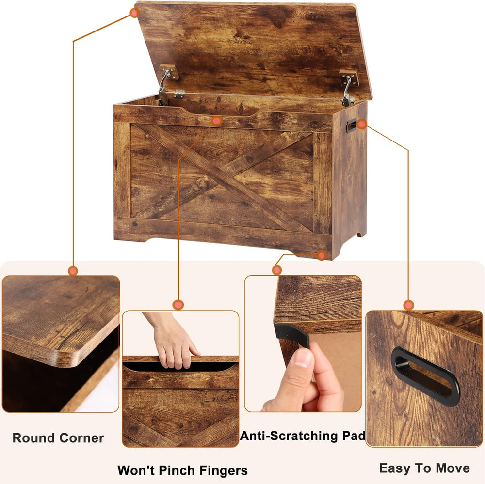 Timberer 31.5" Storage Chest, Wooden Storage Bench, Entryway Shoes Bench