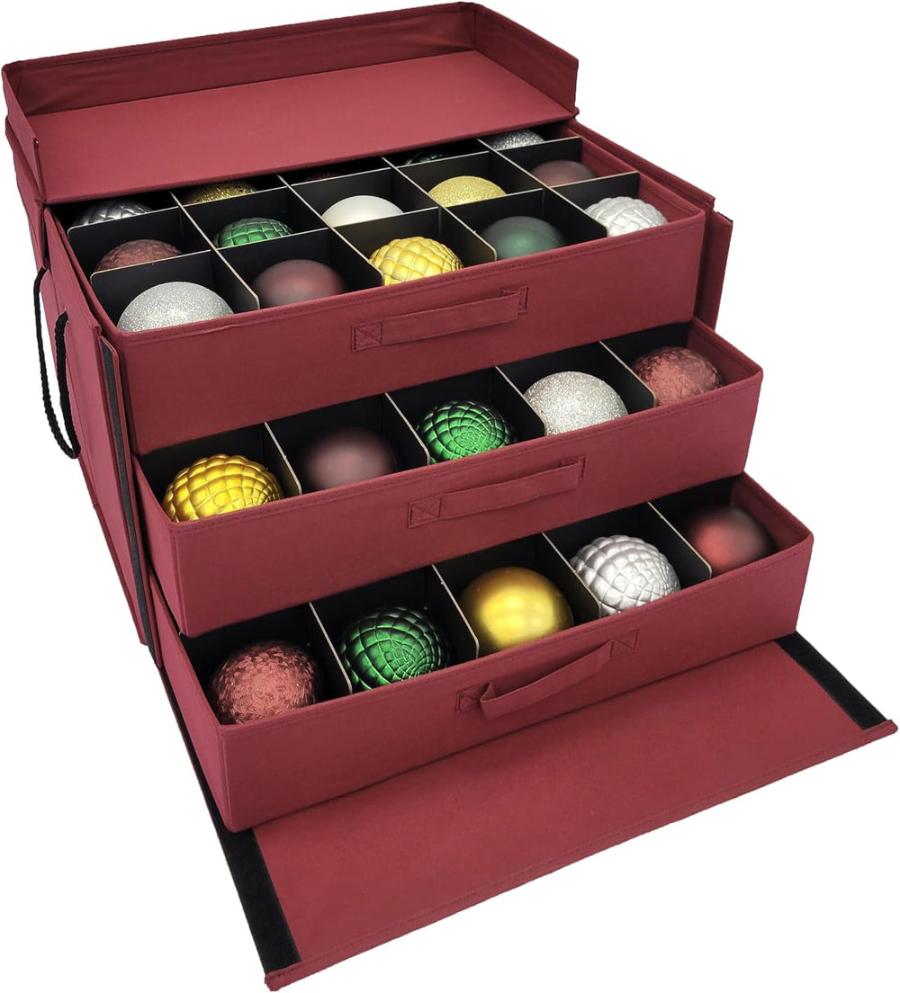 612 Vermont Christmas Ornament Storage Box, Holds 60-4 Inch Ornaments