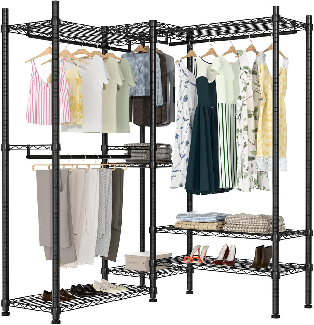 Garment Rack Heavy Duty Clothes Rack Adjustable Freestanding Metal Portable W...