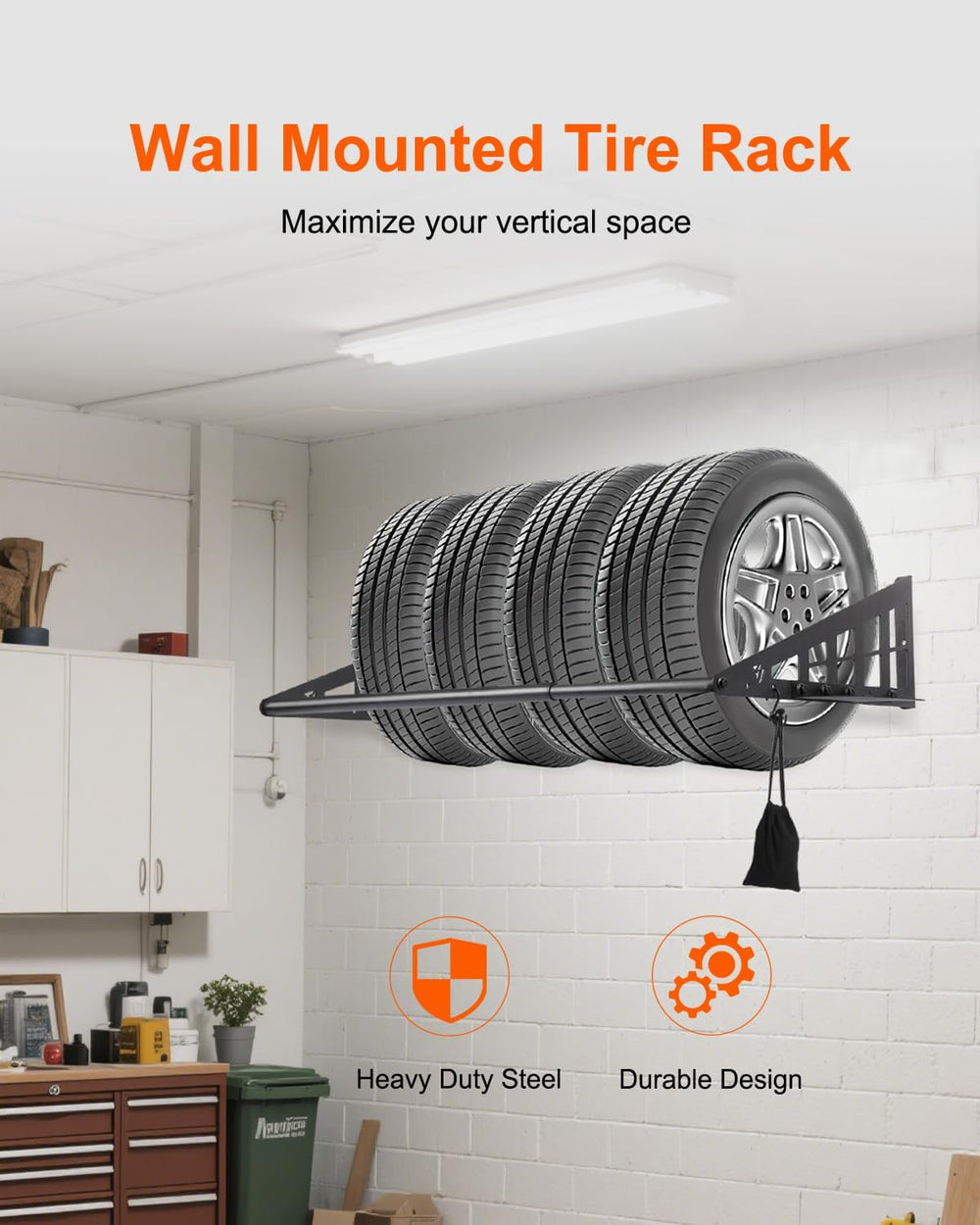JY PERFORMANCE Adjustable Wall Mounted Tire Rack, Fits 31"-56" Wide