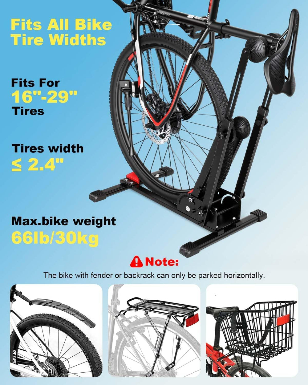 WSDCAM Bike Stand, 2-in-1 Vertical & Horizontal Storage Rack, Foldable Ad...