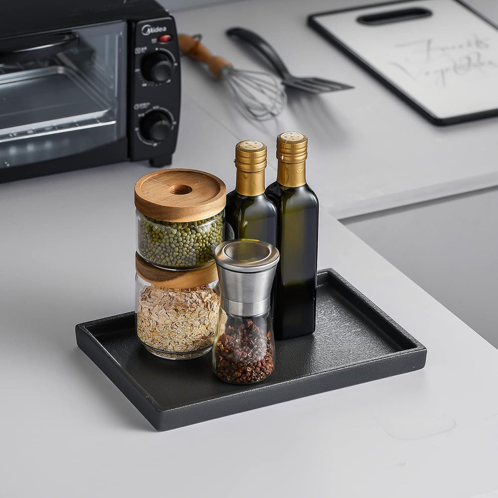 Ceramic Bathroom Sink Tray, Black Graininess Vanity Tray Decor Perfume Trays ...