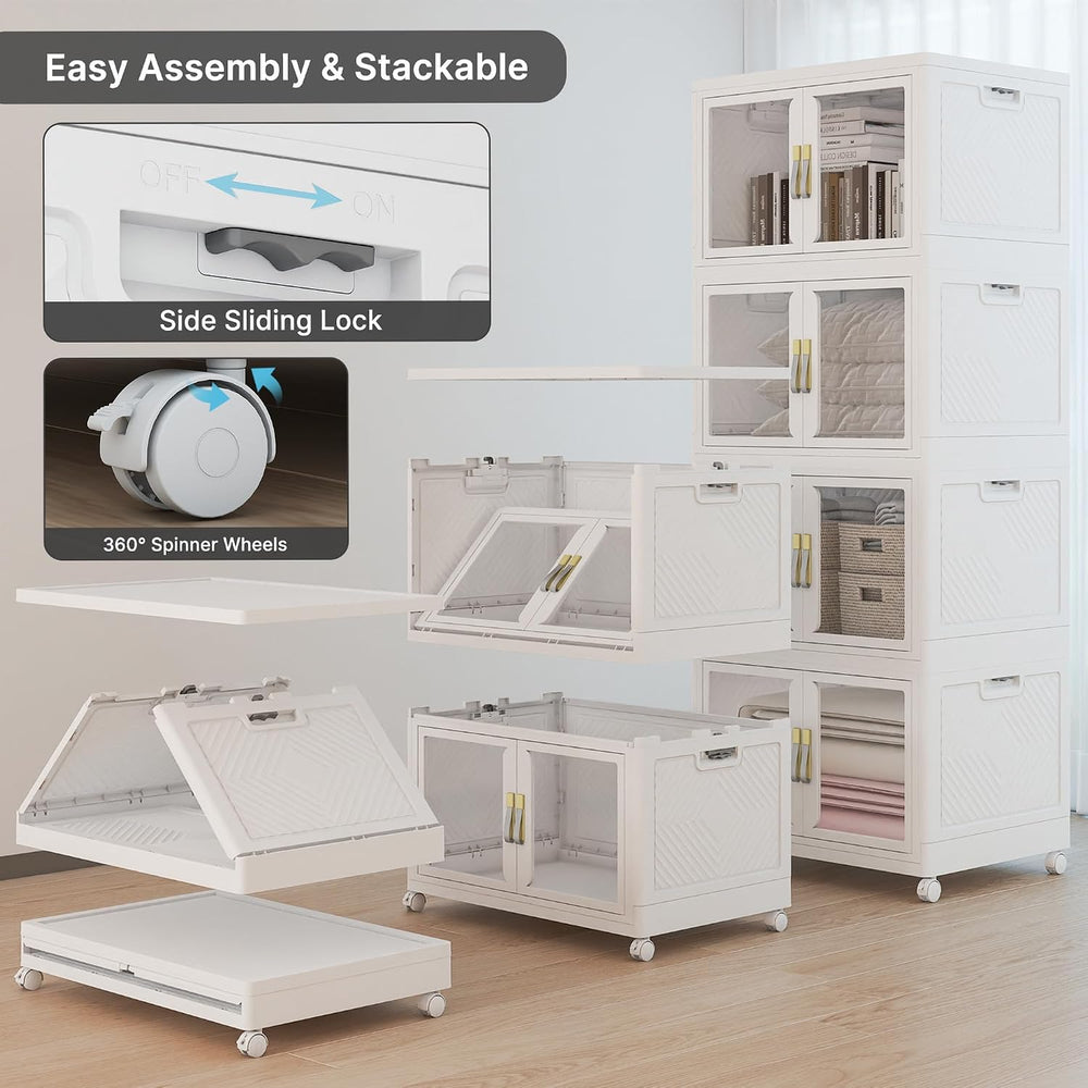 1088QT Stackable Storage Bins with Lids, 272Gal Foldable Storage Cabinets