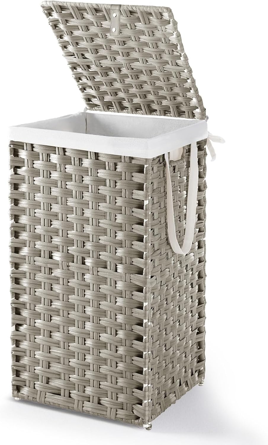 NEWBULIG 65L Medium Divided Laundry Hamper with Lid, Laundry Basket