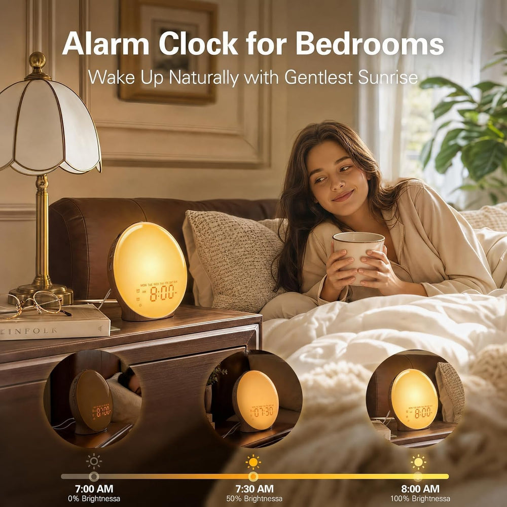 JALL Sunrise Alarm Clock for Bedrooms, Full-Screen Wake Up Light for Heavy Sl...