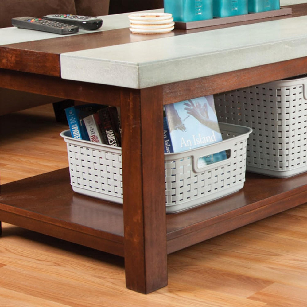 Sterilite Short Plastic Weave Storage Basket, Bin Organization for Countertop...