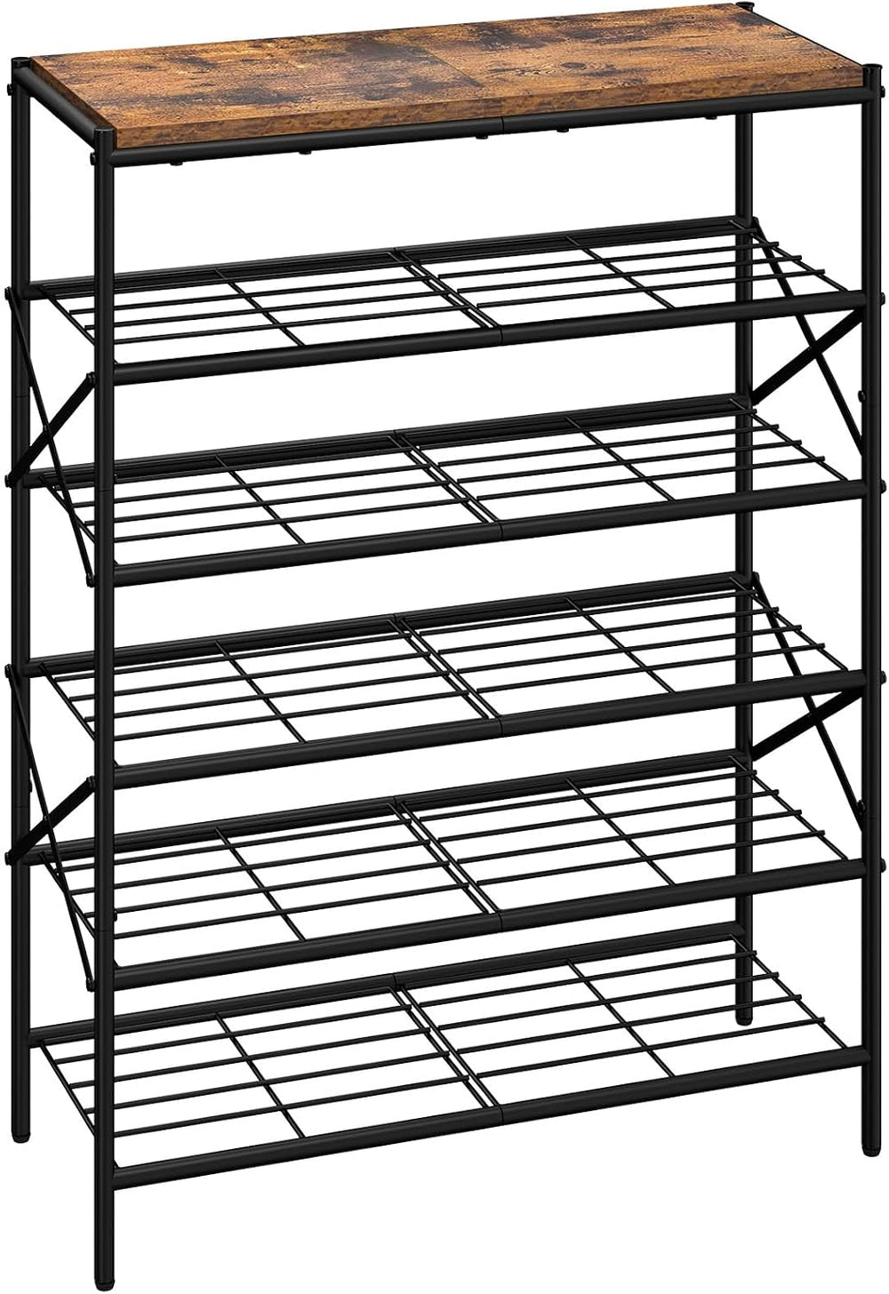IBUYKE 6 Tier Large Shoe Rack for 24 Pairs of Shoes, Rustic Brown