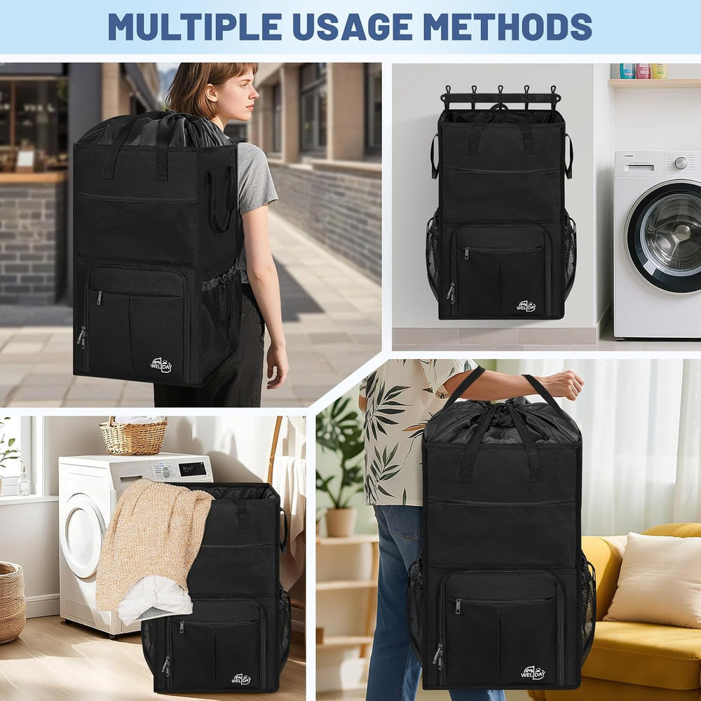 Large Laundry Backpack Bag with 3 Sizes Mesh Wash Bags Total 170L