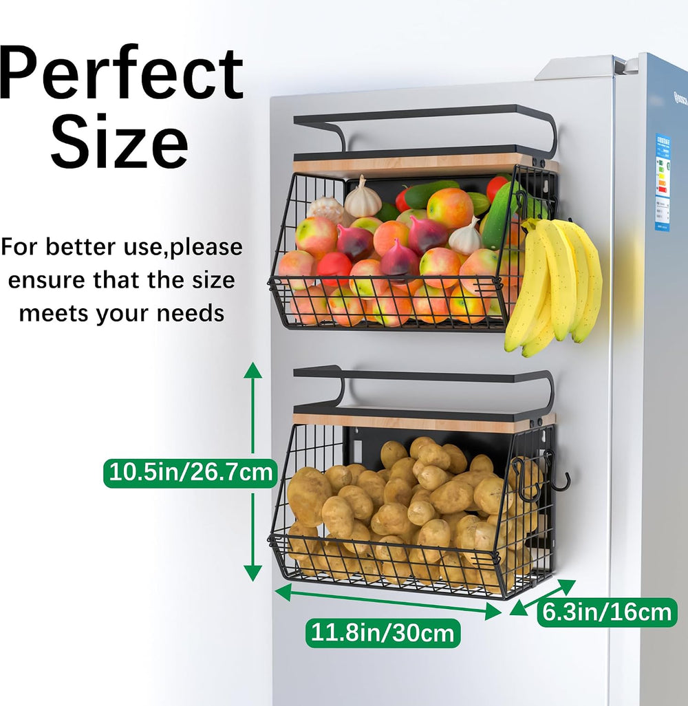 Magnetic Spice Rack for Refrigerator, Fruit, Potato & Onion Storage Bin,L...