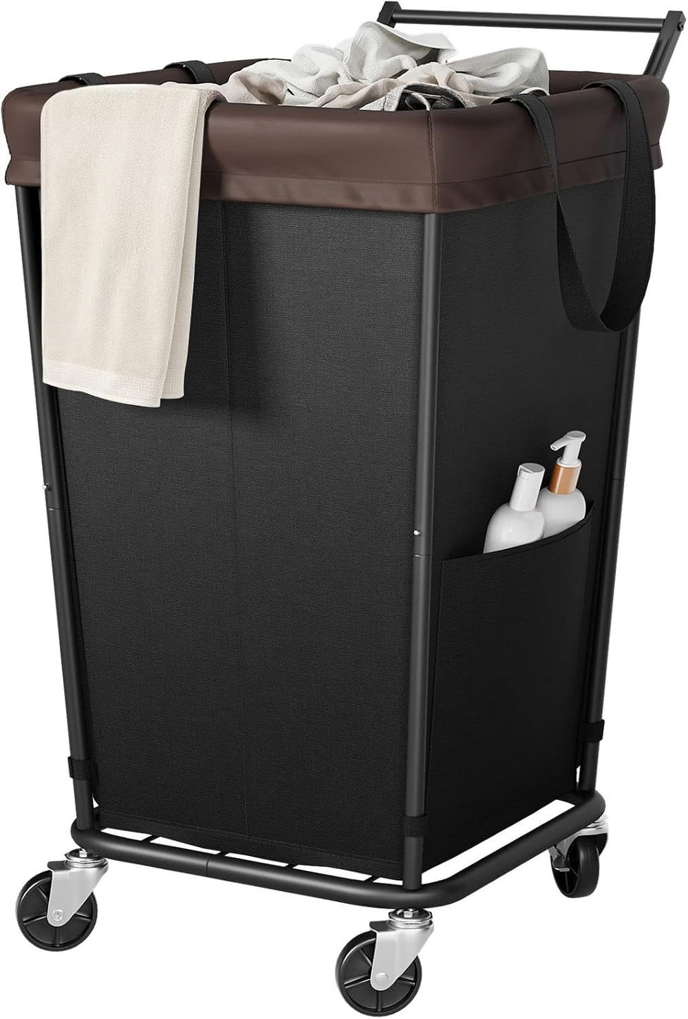 160L Laundry Hamper with Wheels and Handle, 2-Section Rolling Hamper for Laun...