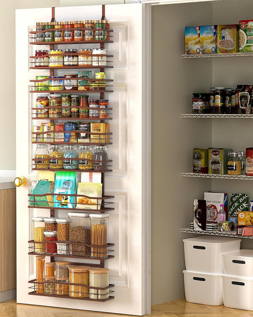 Moforoco Bronze 9-Tier Over The Door Pantry Organizer, Pantry Organization An...