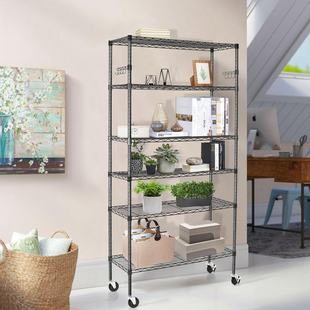 BolDuck 6 Tier Storage Shelves with Wheels, 2100lbs Capacity Heavy Duty Shelv...
