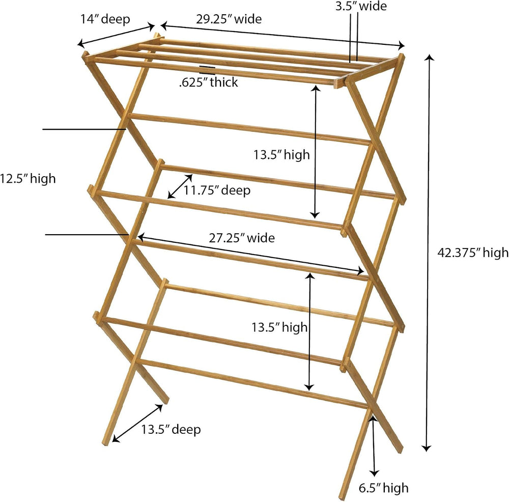 Household Essentials Bamboo Folding Clothes Drying Rack, Upscale Laundry Rack...
