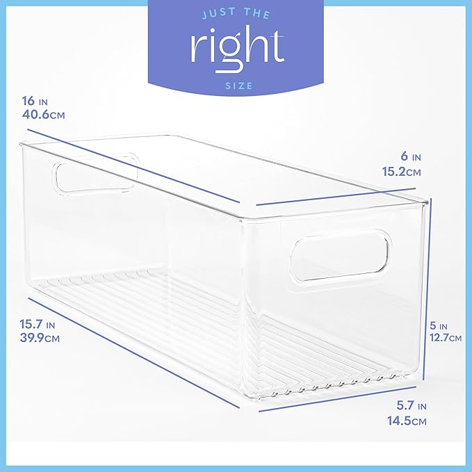 Plastic Food Storage 6 Pack Clear Container Bin