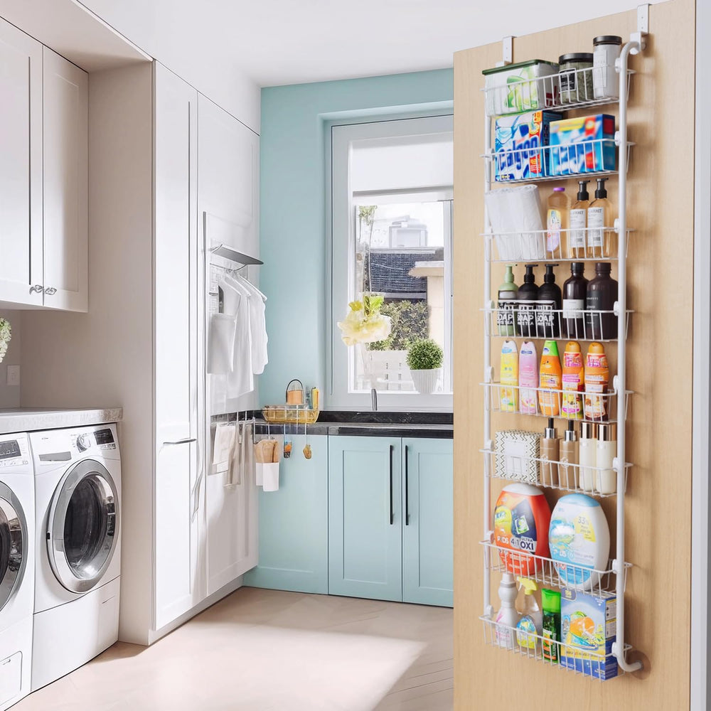 Delamu Over The Door Pantry Organizer, 8-Tier Metal Pantry Door Organization ...