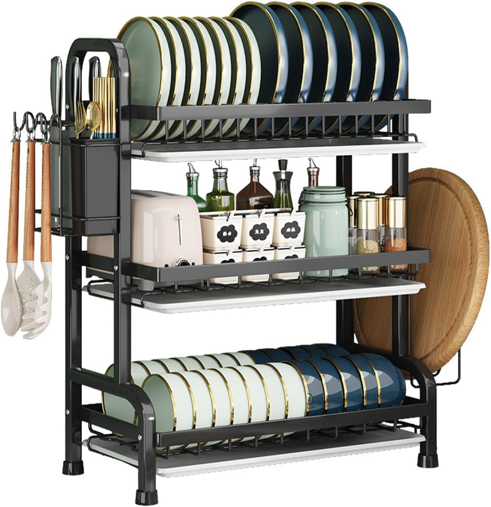 KUK 3 Tier Dish Drying Rack, Stainless Steel Over The Sink Dish with Drain Tr...