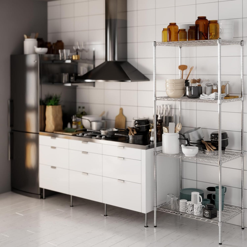 21" Deep x 30" Wide x 74" High 4 Tier Chrome Wire Shelving Kit...